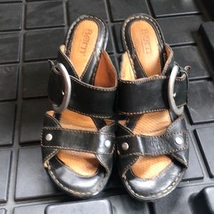 Born black leather sandal